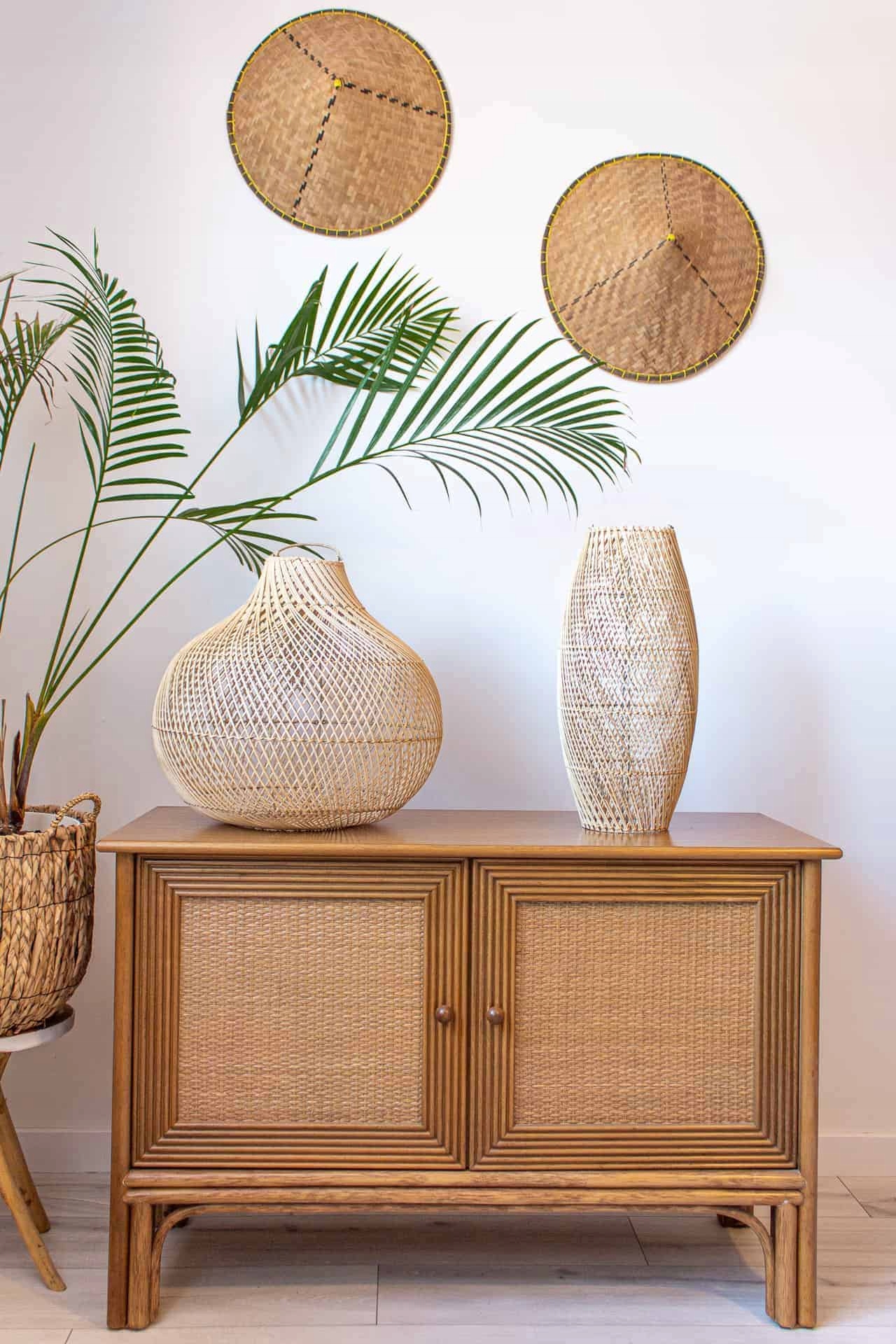 Podłużny KLOSZ ABAŻUR rattanowy RATTAN Pleciony ręcznie APOLLO Gwint żarówki E27