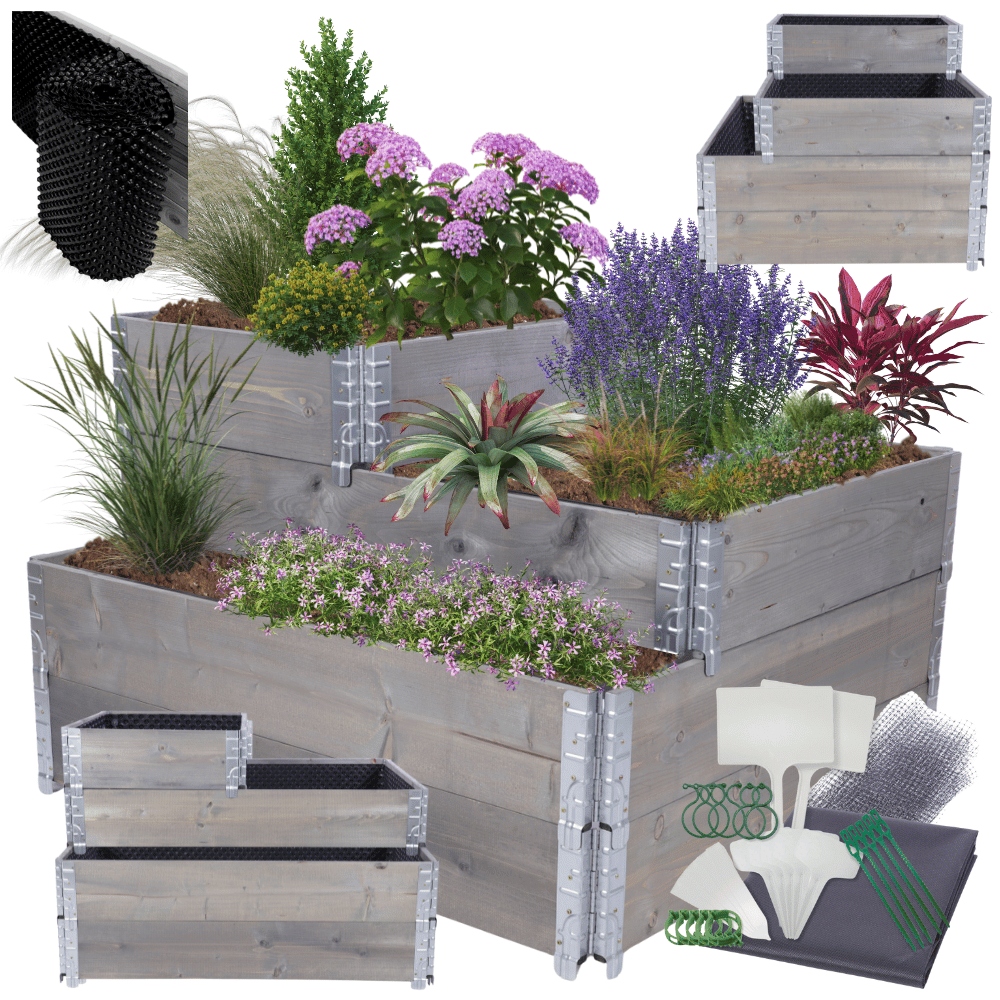 Kaskádový vyvýšený záhon nastavitelný 60x120x100 impregnace Fólie Kelímky