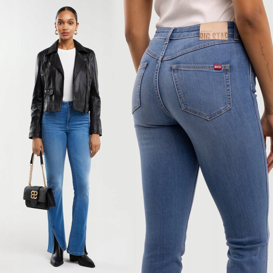 Big Star Dámské Džíny Bootcut S Rozparky Modré Barvy 402 W29 L34