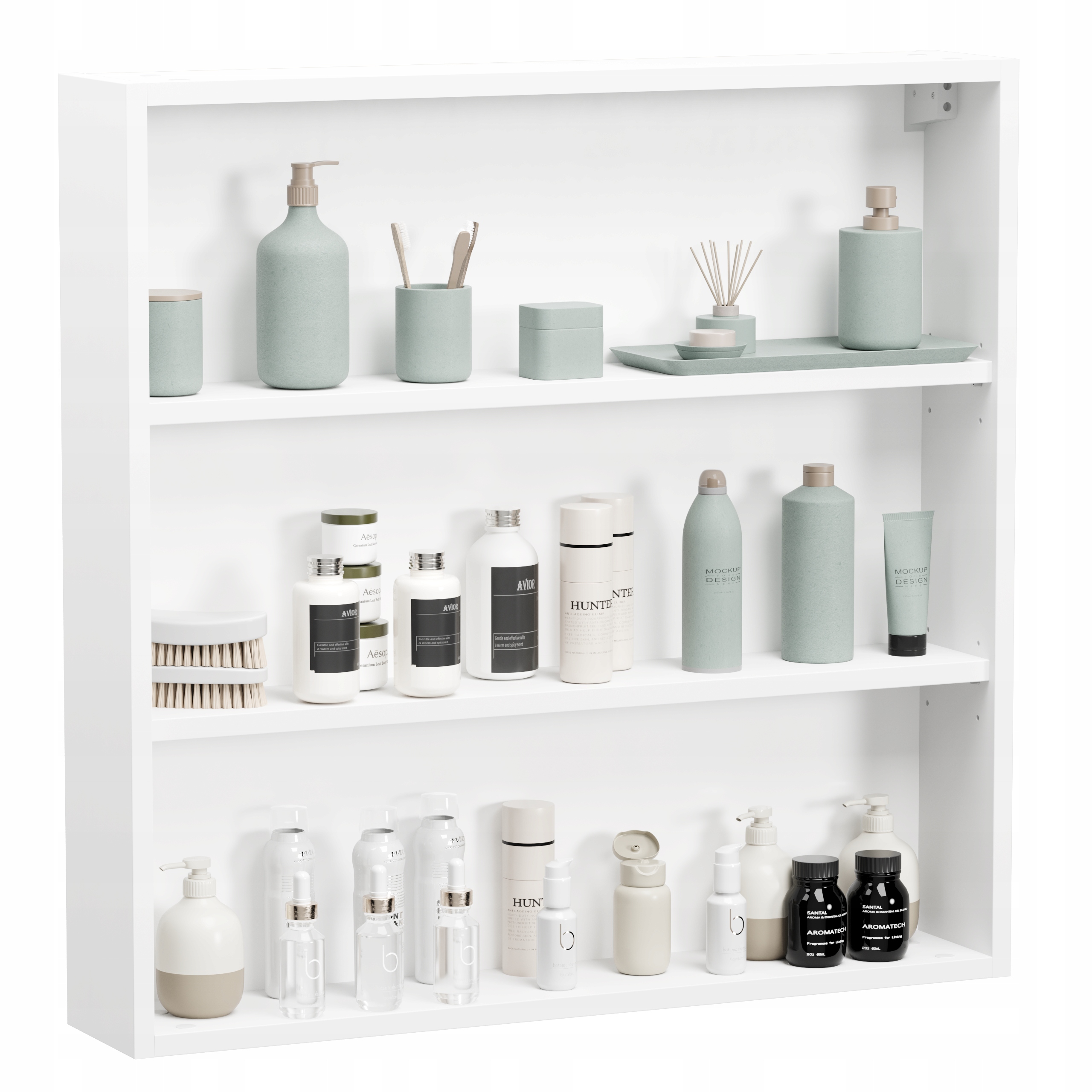 Závěsná koupelnová skříňka bílá matná Regál na koupelnové doplňky 3 police