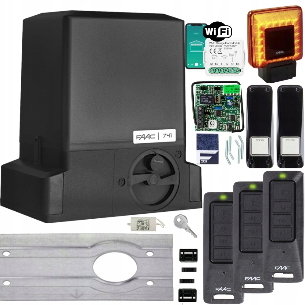 Faac 741 Delta 3 Napęd, Silnik Zestaw do 900kg, 3 Piloty XT4, Xled, WiFi