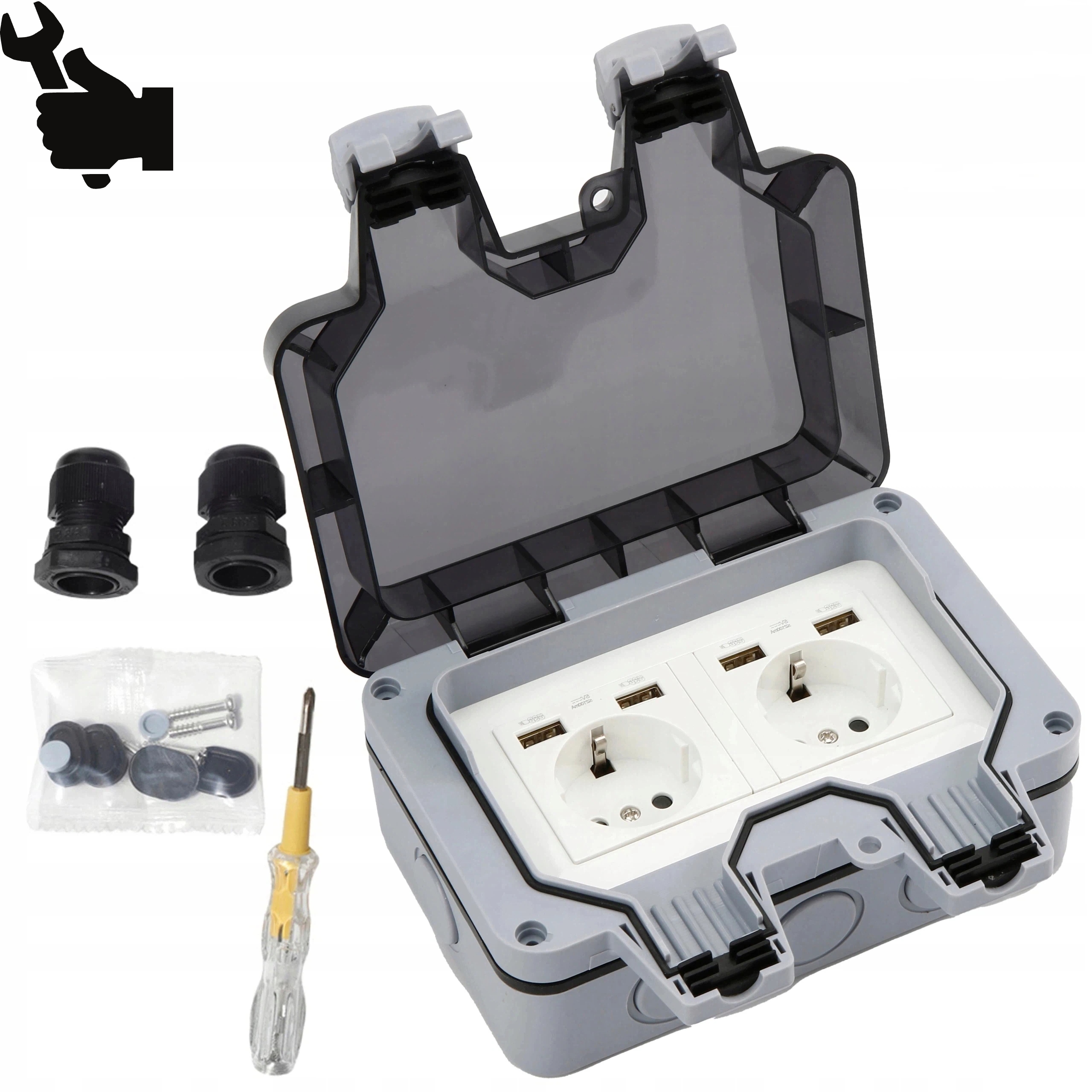 Venkovní Zásuvka IP66 Voděodolná, Snadná Komerční Montáž