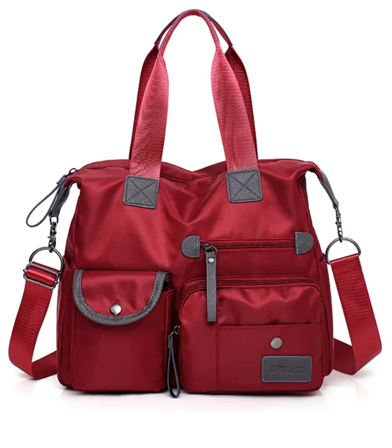 TORBA TOREBKA DAMSKA NA RAMIĘ DUŻA MOCNA POJEMNA BORDOWA