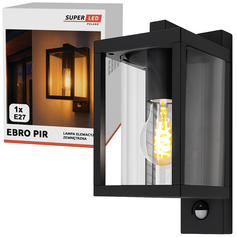 Venkovní nástěnné svítidlo Fasádní lampa 1x E27 Led Pir senzor pohybu