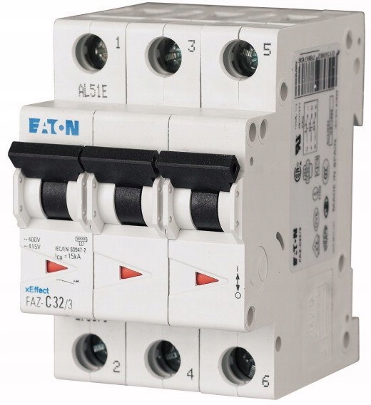 Nadproudový spínač řady 15kA (3-rychlostní), FAZ-B40/3 278851