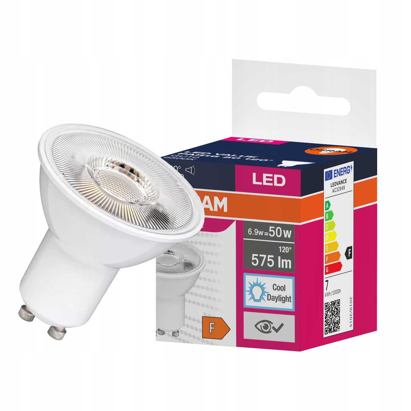 

Żarówka Led GU10 6,9W 50W 6500K Cw 120' Osram