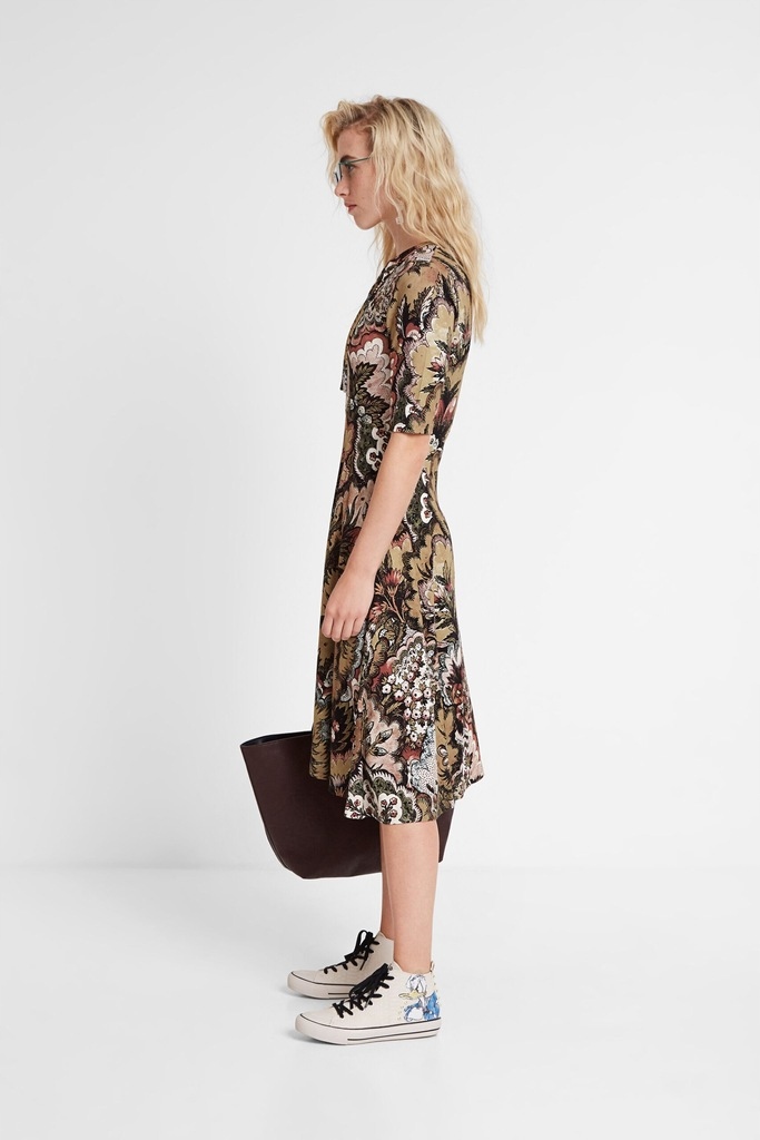 DESIGUAL sukienka midi ARLENE by LACROIX XS/S Rękaw krótki rękaw