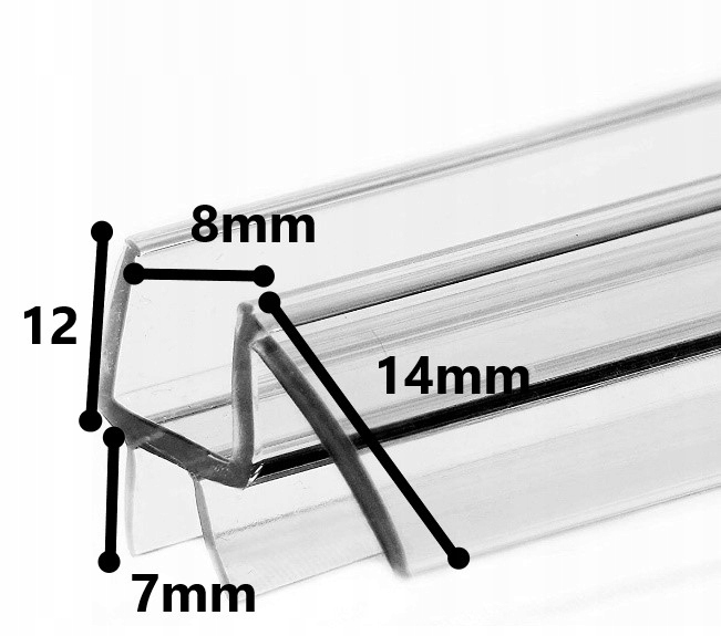 Uszczelka do kabiny prysznicowej okapnik 8mm 100cm Długość 100 cm