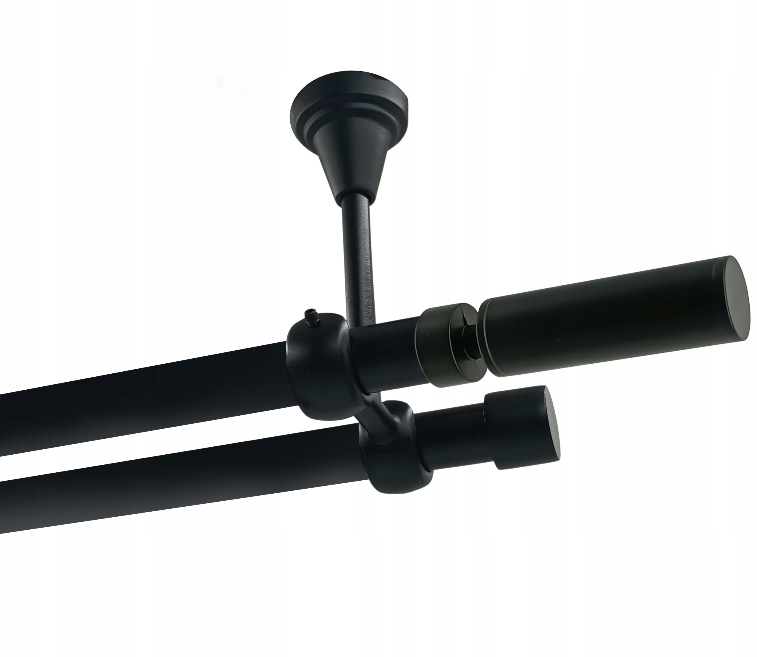 Garnýž dvojitá Metal Stropní 19+19mm Černý 160cm Waldo Bez Koleček