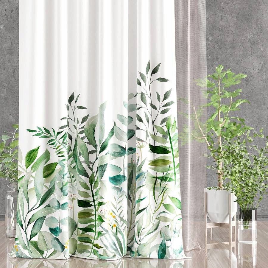 

Zasłona gotowa na taśmie Natural liście 150x250