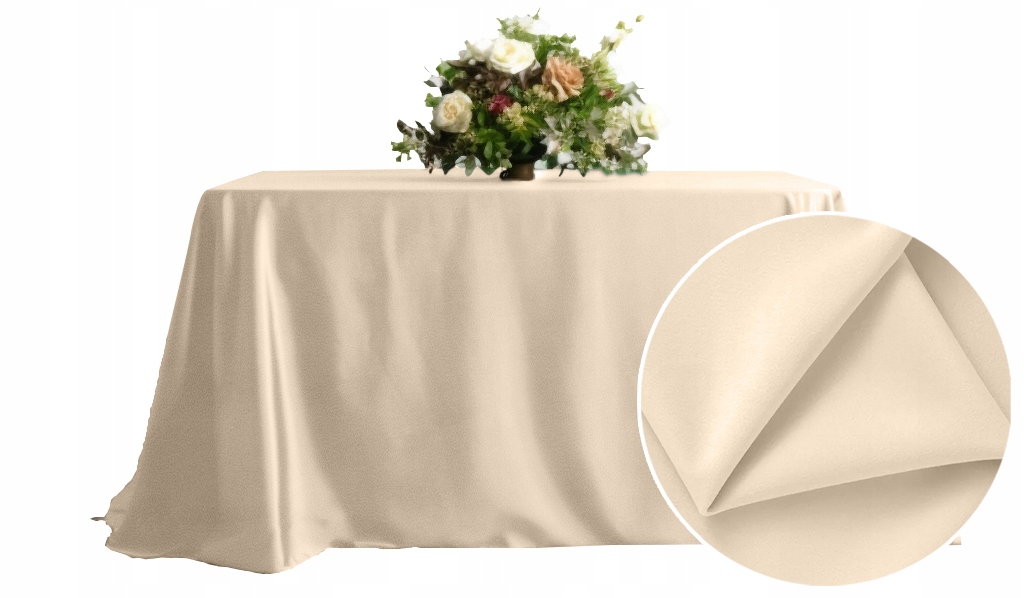 Obrus Matowy Welur kremowy na stół 230x230cm