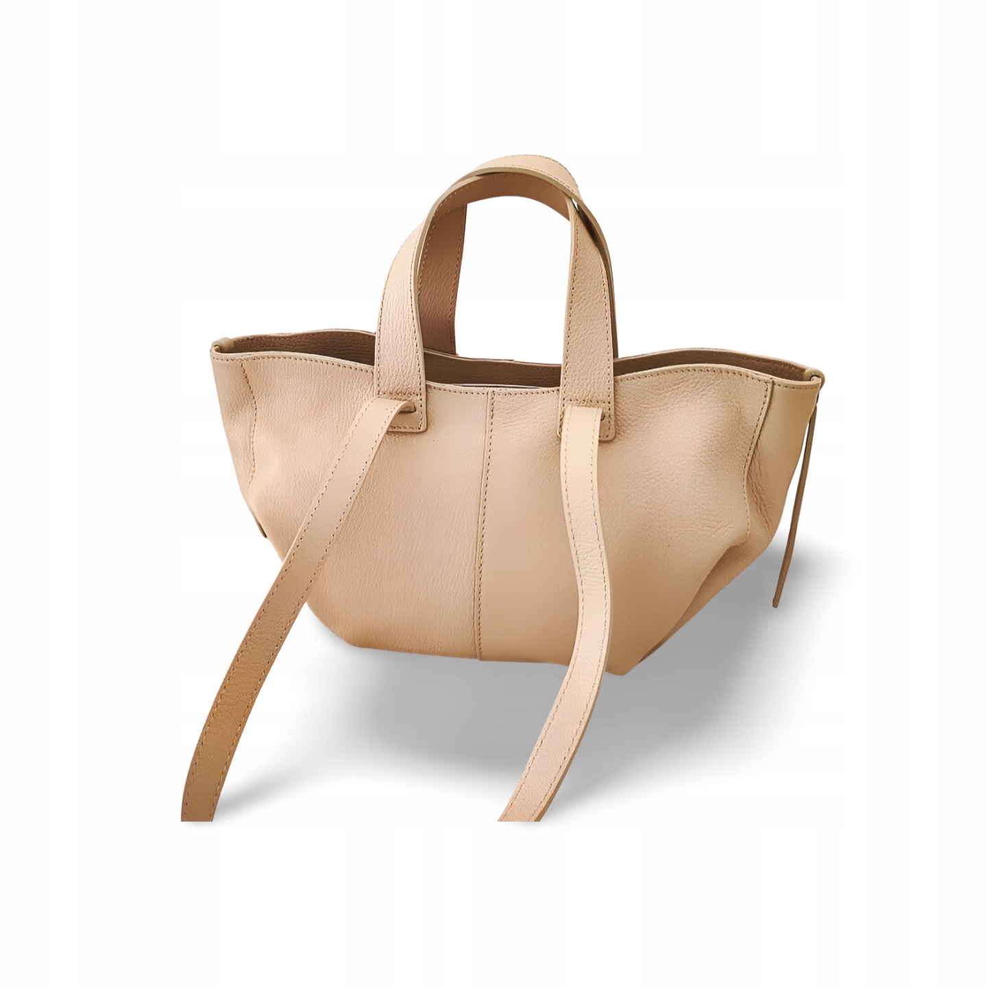 Laura Biaggi kožená mini shopper taška světle béžová