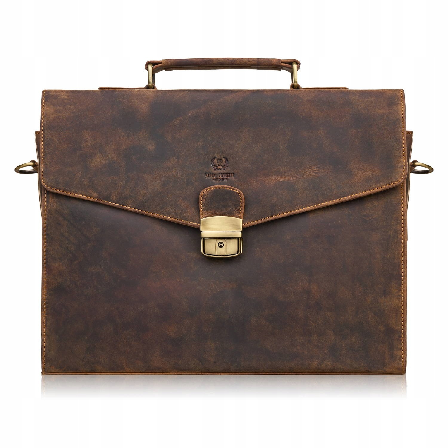 Pánská kožená aktovka hnědá na dokumenty taška s klíčkem vintage