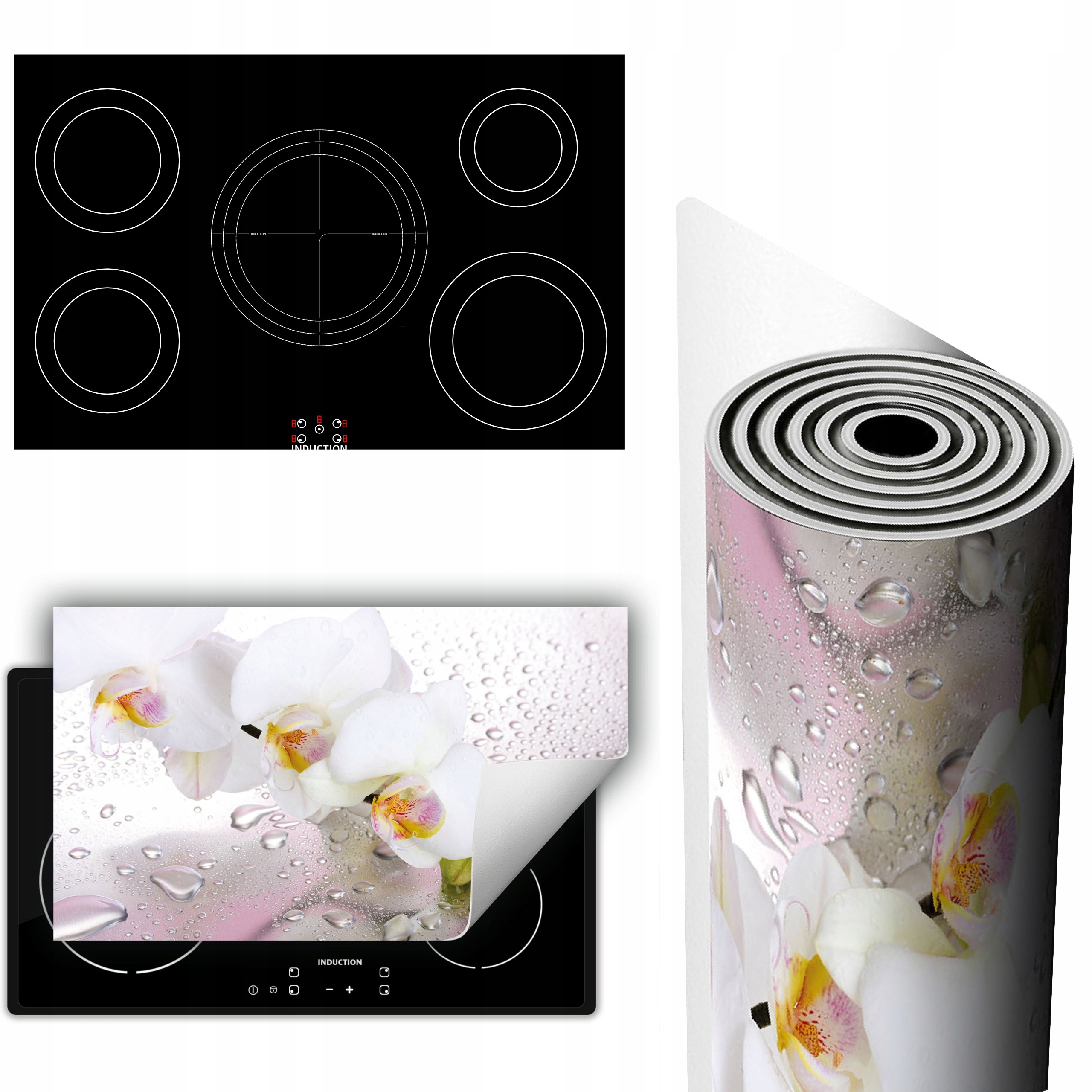 Vinylová Podložka Ochrana Stolního Sporáku 90x52 bílá orchidej