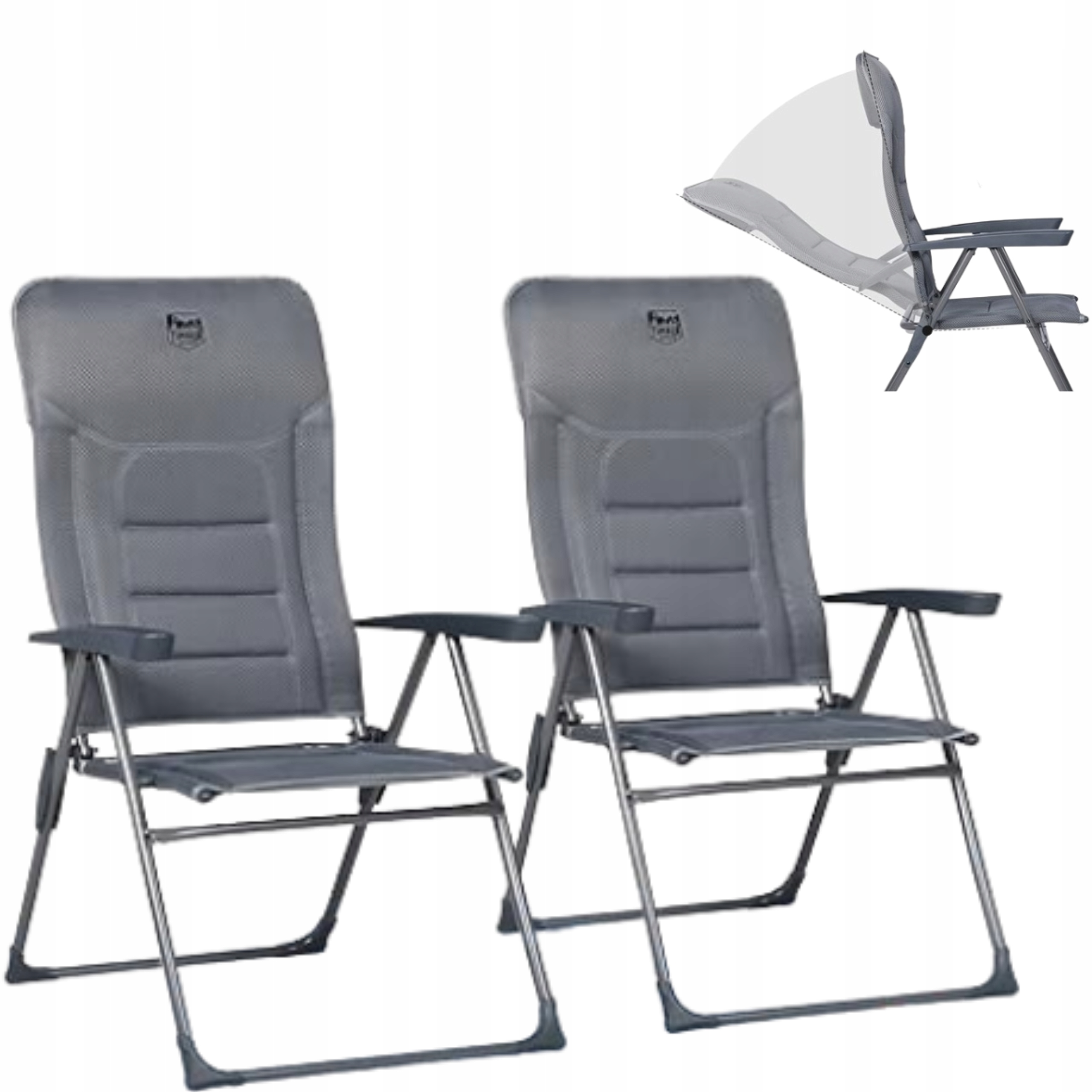 Skladacie kempingové stoličky s vysokým operadlom, polstrované, sada 2 kusov