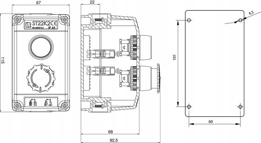 Kaseta sterownicza ST22K2-04-1 przycisk START-STOP Marka Spamel