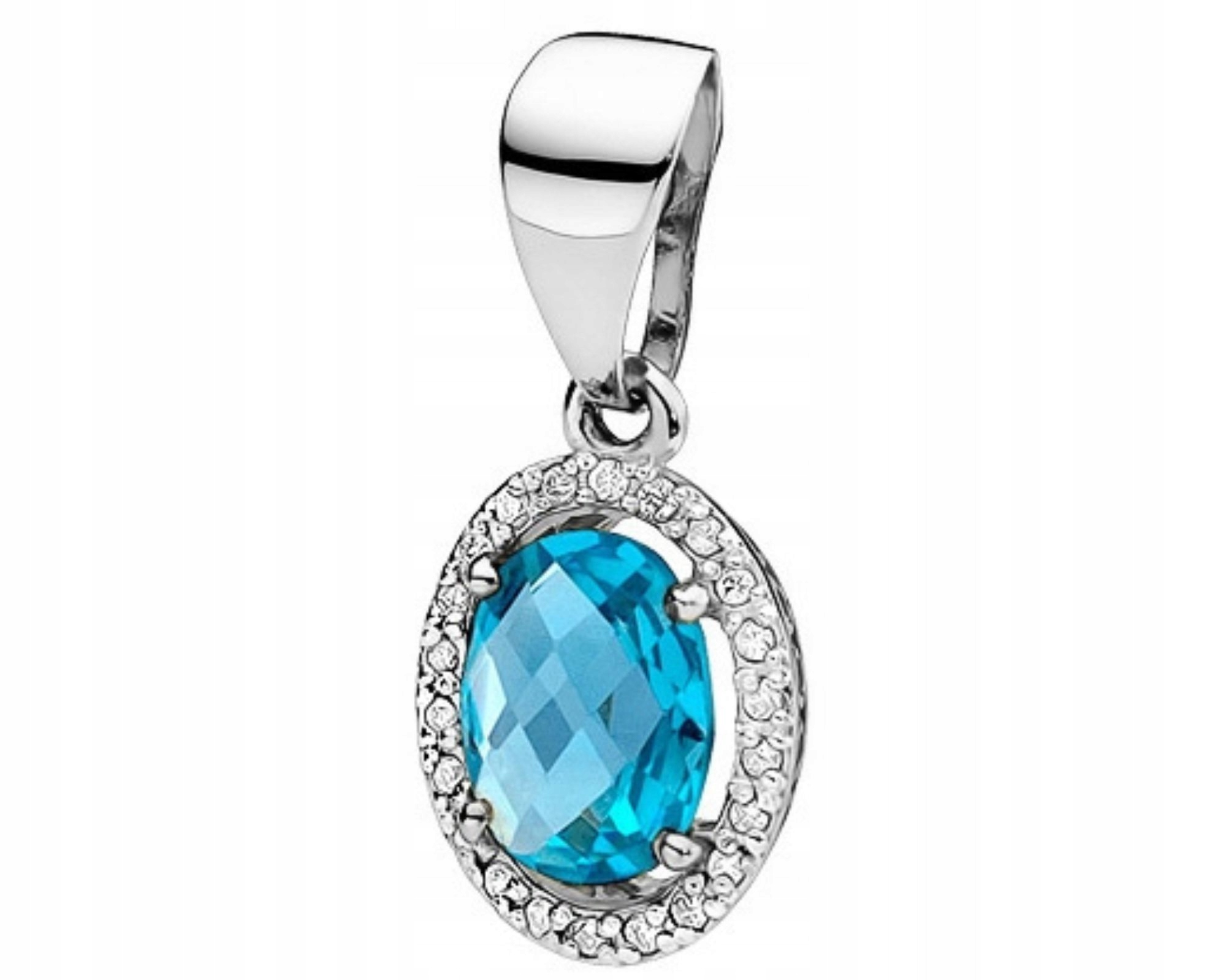 Bílé zlato, přívěsek přívěsek s brilianty, topaz
