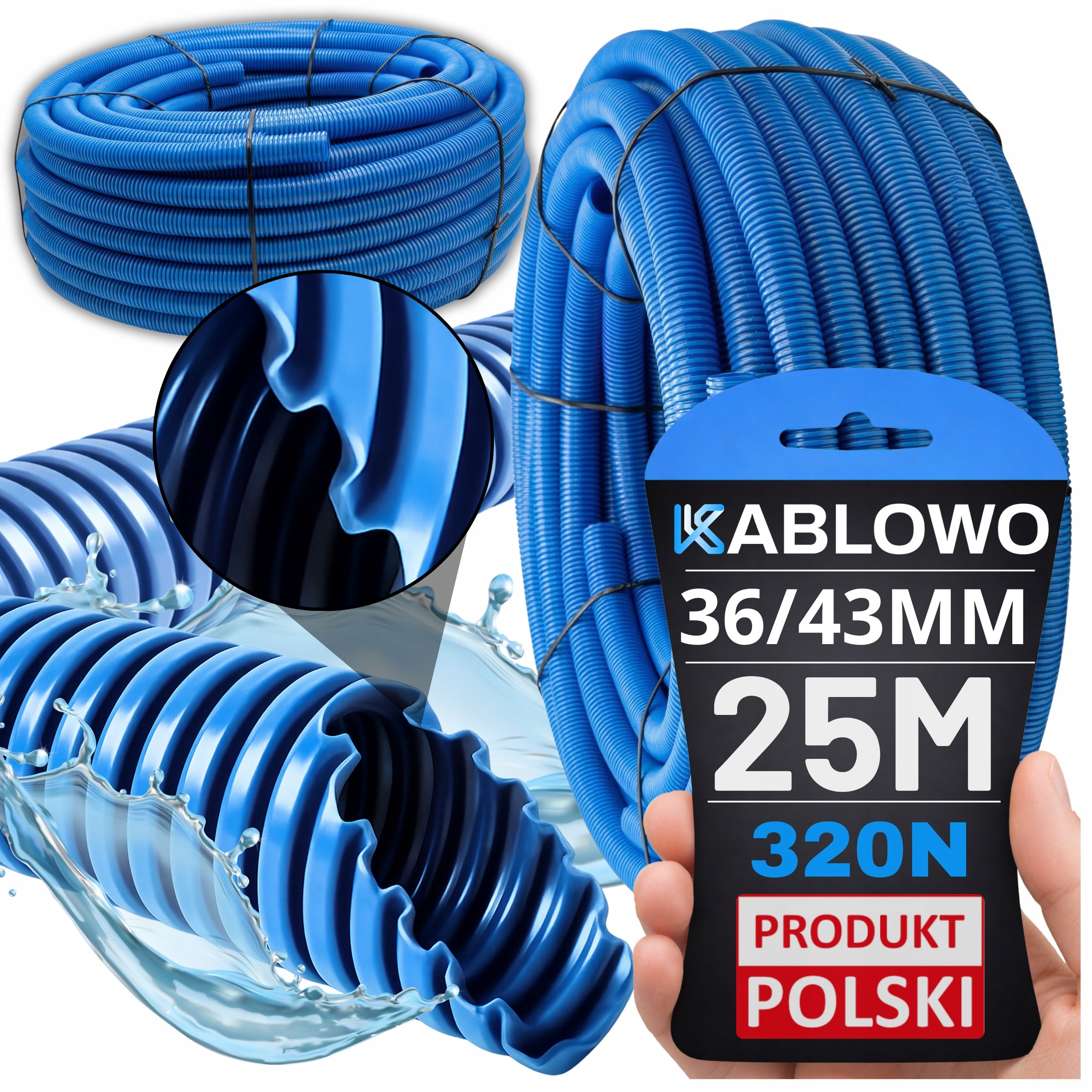 Peszel Do Ziemi Kabli Rura Karbowana Osłonowa Ziemna Pp 320N 36/43MM 25M