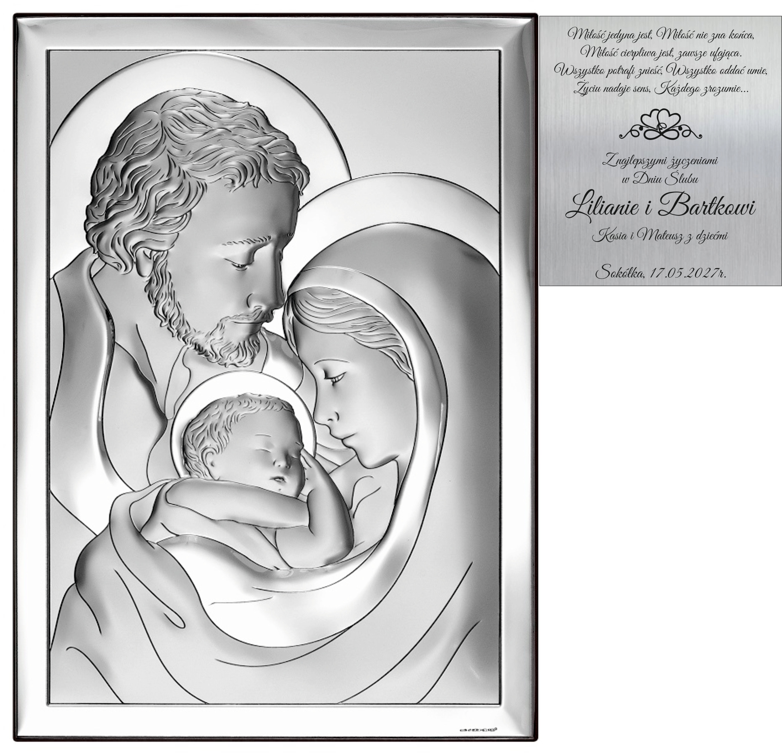 Strieborný Obraz Vianoce, Rodina, Krst, Gravírovanie