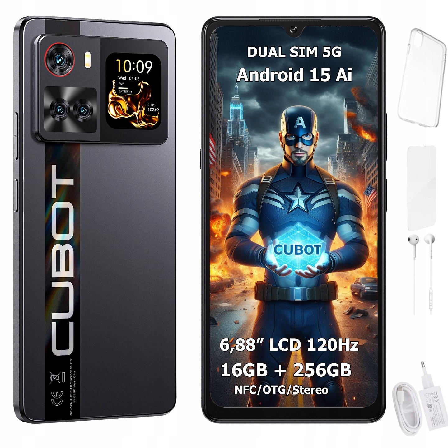 Smartfón Cubot X100 5G Dual Sim 16/256GB Android 15 s dvoma obrazovkami Puzdro