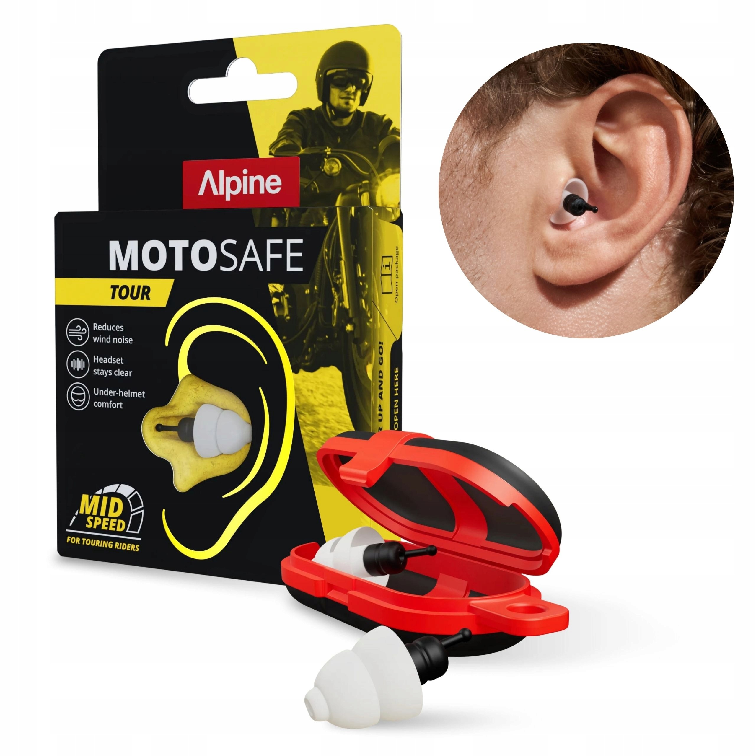 Stopery Zatyczki Do Uszu Na Motocykl Pod Kask Alpine MotoSafe Tour Ochrona