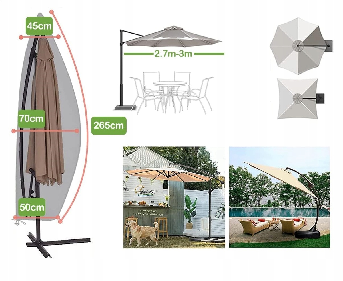 PLANDEKA POKROWIEC NA PARASOL OGRODOWY 3M NA ZAMEK Kod producenta 4267