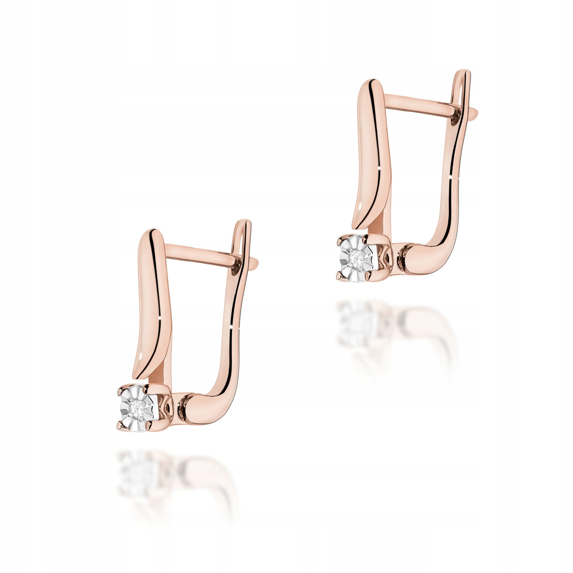 Zlaté náušnice 585 s diamanty, elegantní růžové zlato, ideální jako dárek