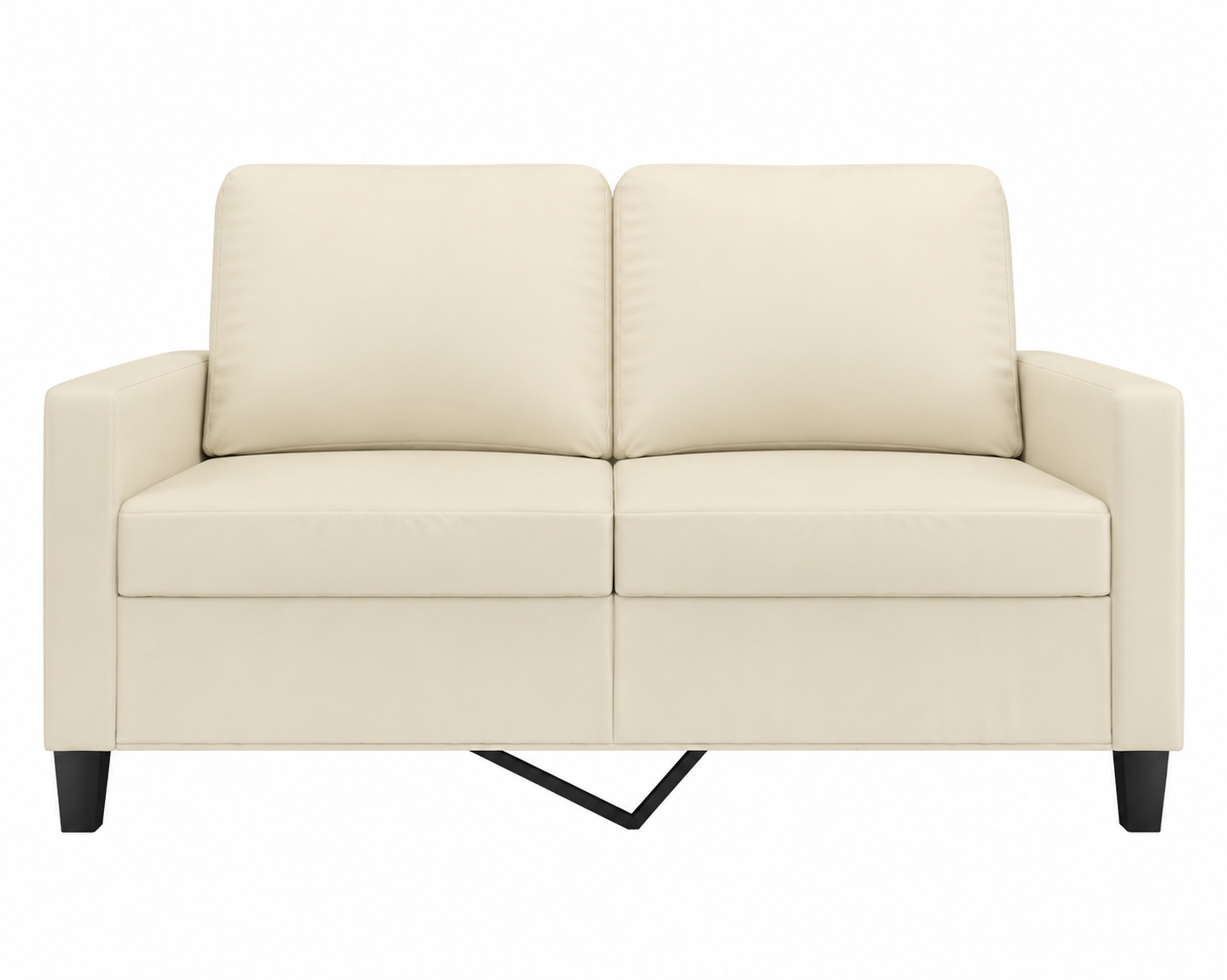 Sofa 2 Osobowa Kremowa 120 CM Skóra Eko Nowoczesna Salon Biuro