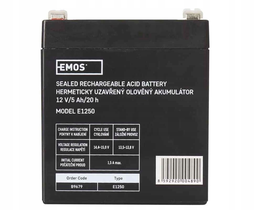 Akumulator ołowiowy Agm 12V 5Ah 6,3 B9679 Emos