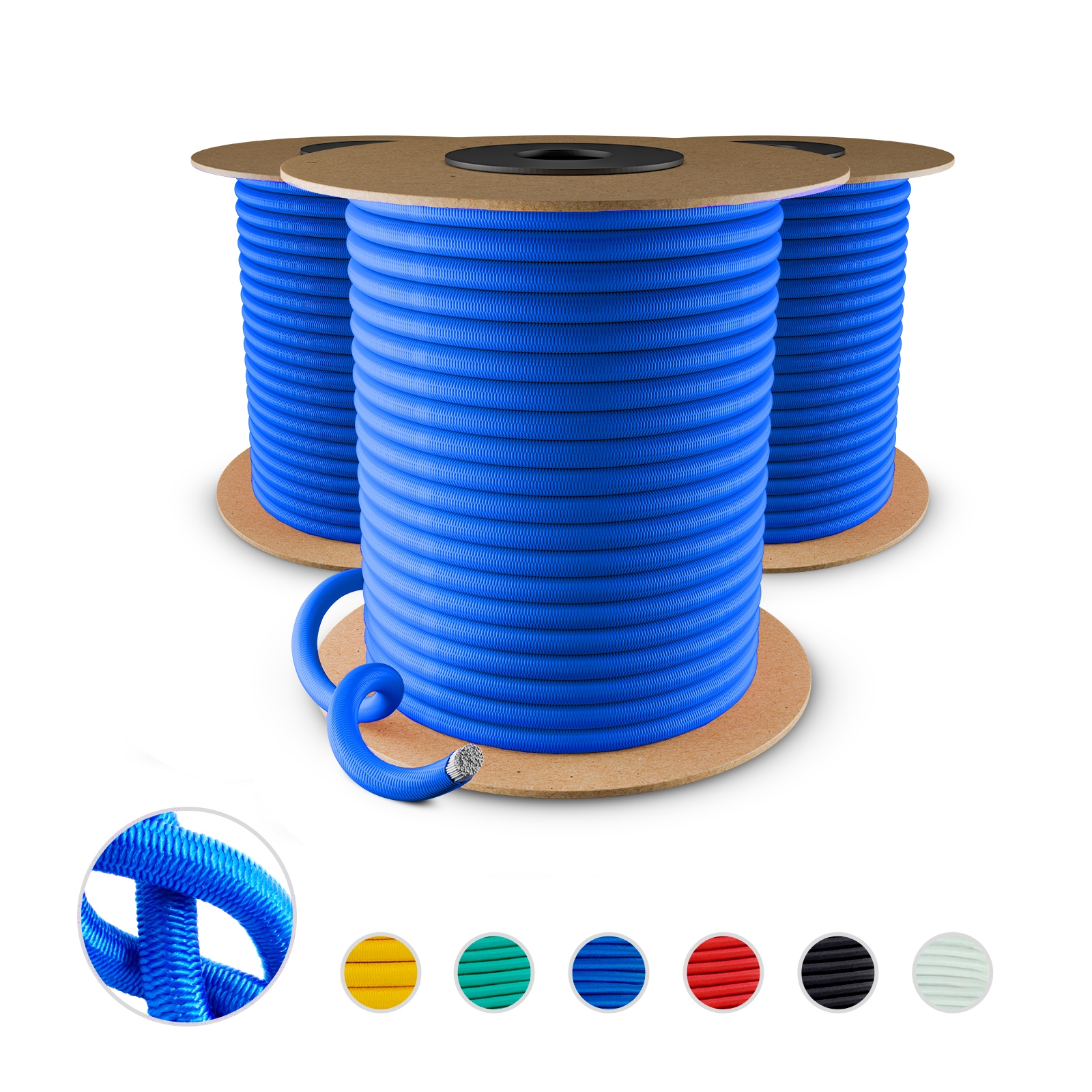 Lina Elastyczna Gumowa Ekspandor Guma do Plandek Mocująca Niebieska 8mm 50m