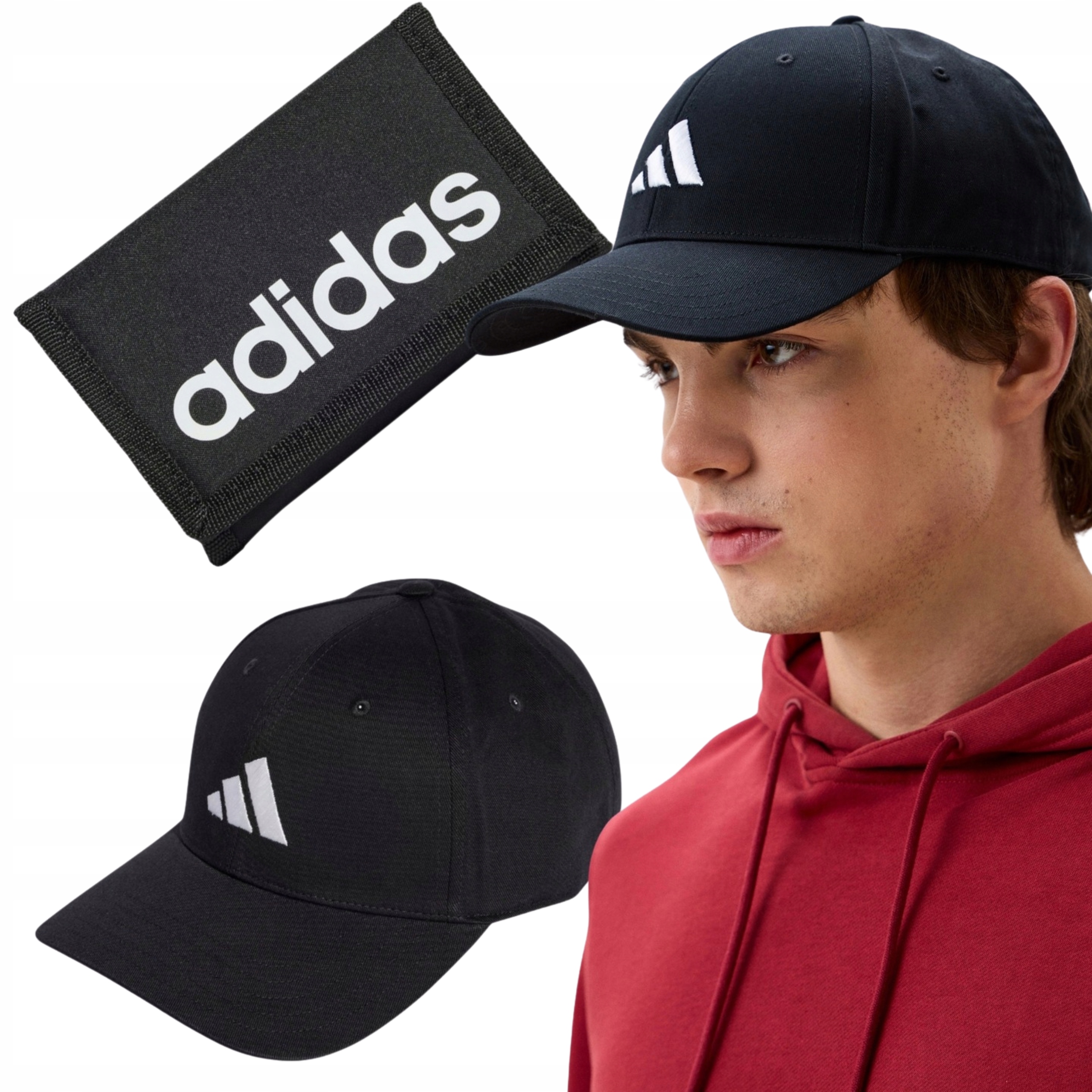 Sada Peněženek Černá Jako Dárek Prostorná Adidas Kšiltovka Pánská