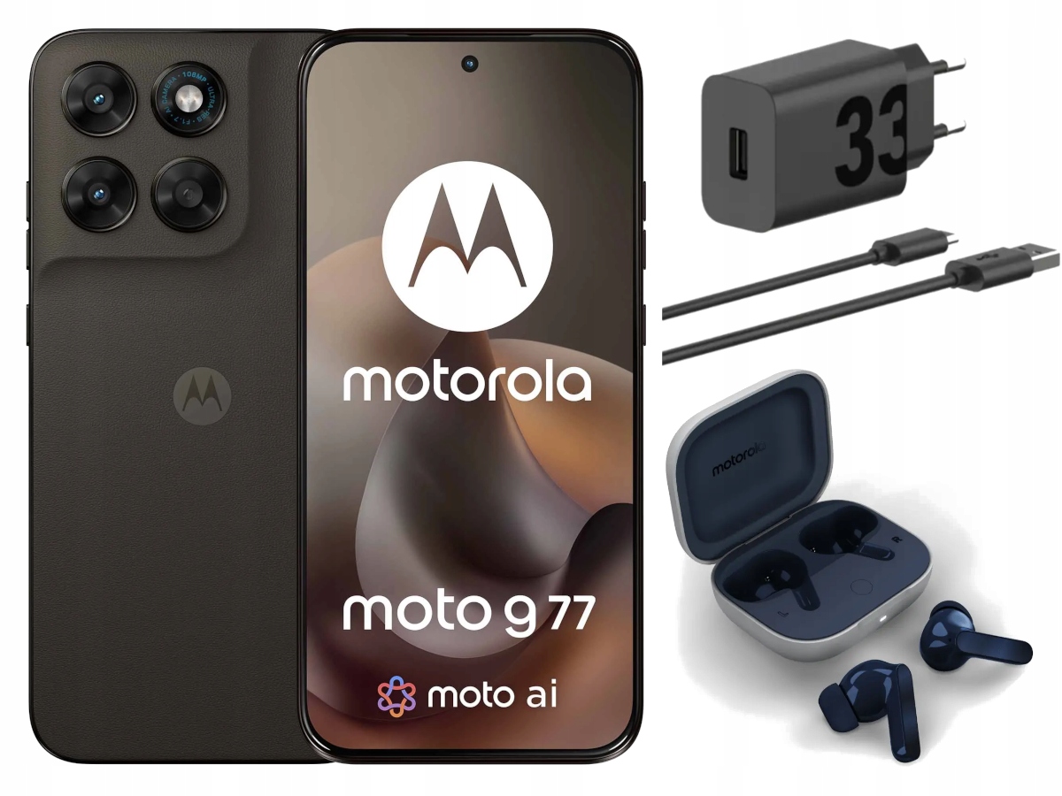 Smartfon Motorola moto g77 8/256GB 6,78'' Brązowy Ładowarka Słuchawki