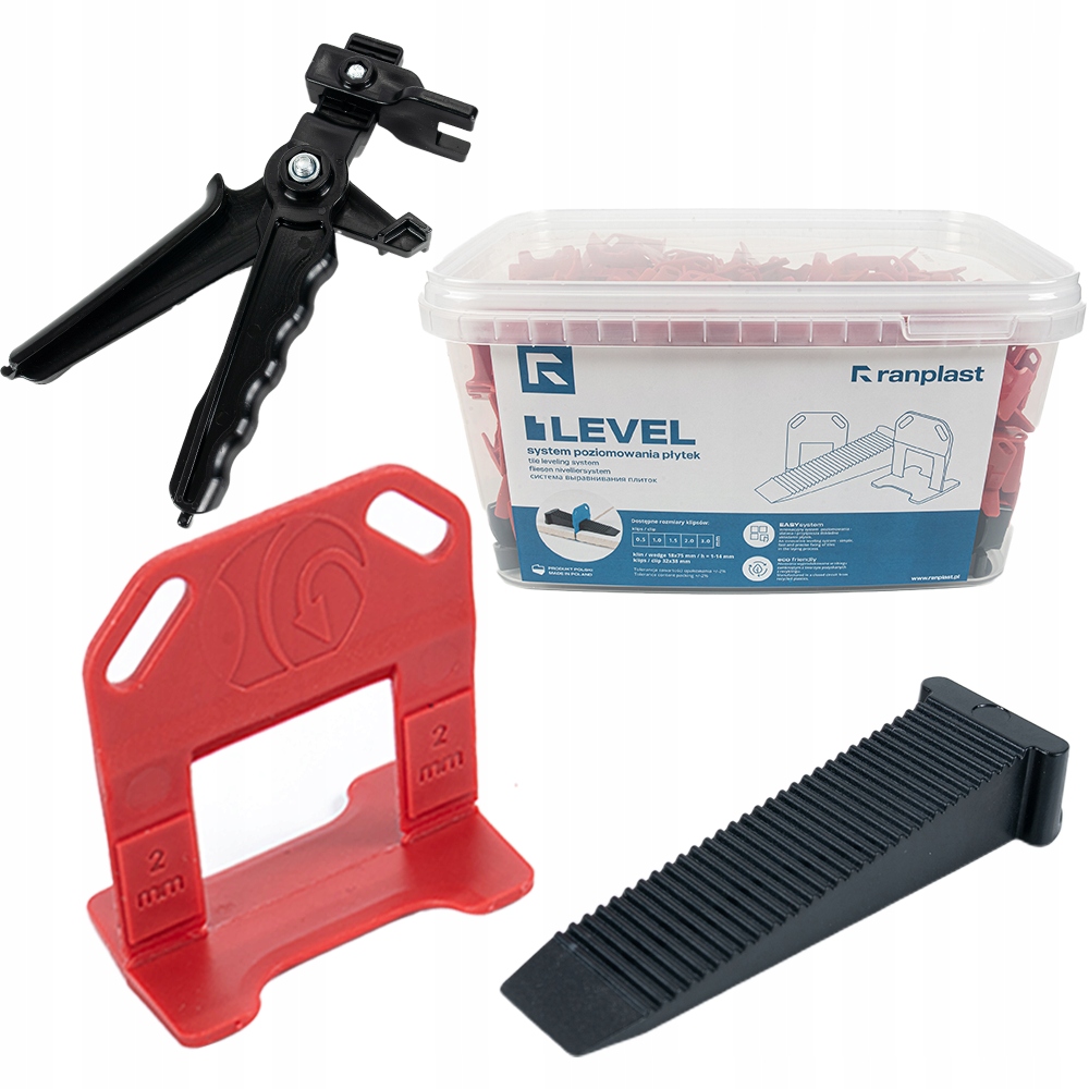 Sada pro vyrovnávání dlaždic 2 mm 500 klipů 100 klínů kleště Ranplast