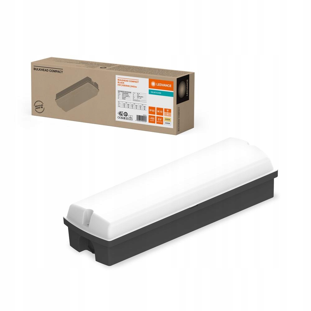 Průmyslová venkovní Led lampa 8W 840lm černá s nouzovým modulem