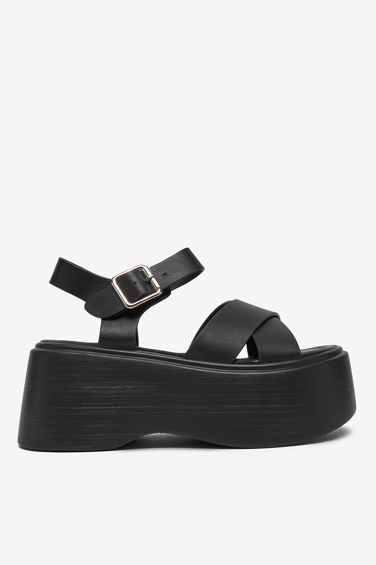 Deezee Damskie Sandały na platformie niskie czarny