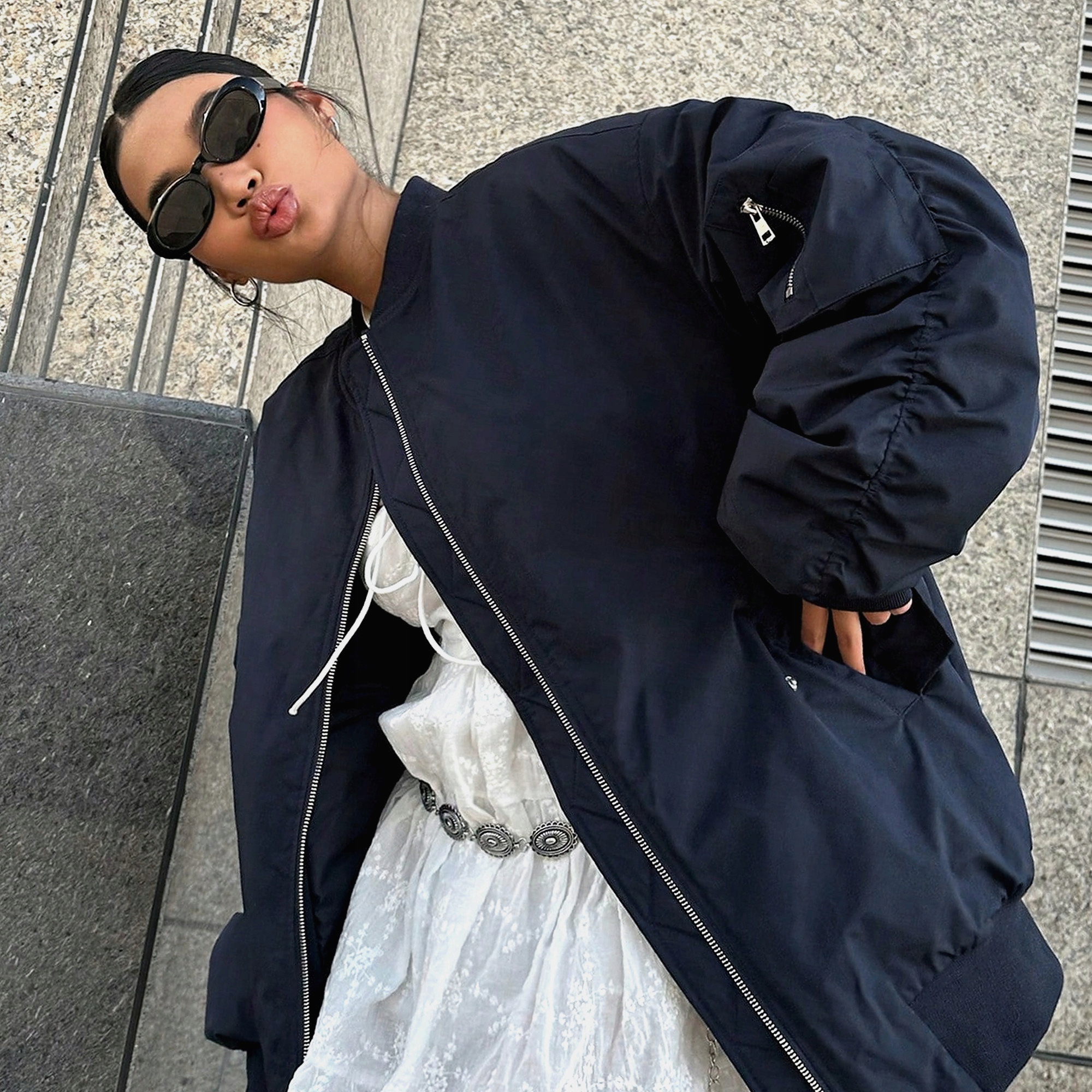Dámská péřová bunda Navy na každý den Oversize S 36