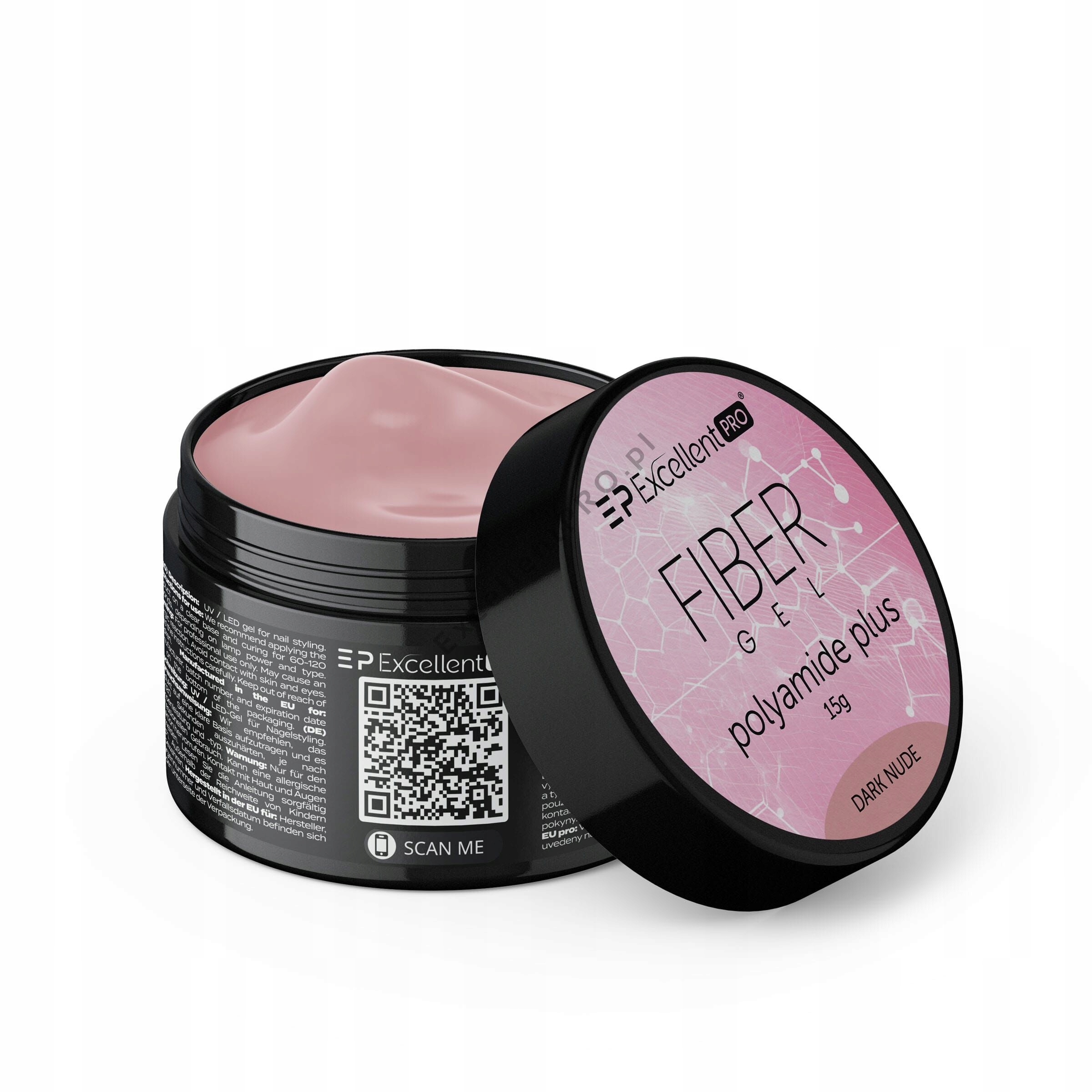Excellent Pro Fiber Gel Polyamide Plus stavební gel 15 g Dark Nude 1 ks
