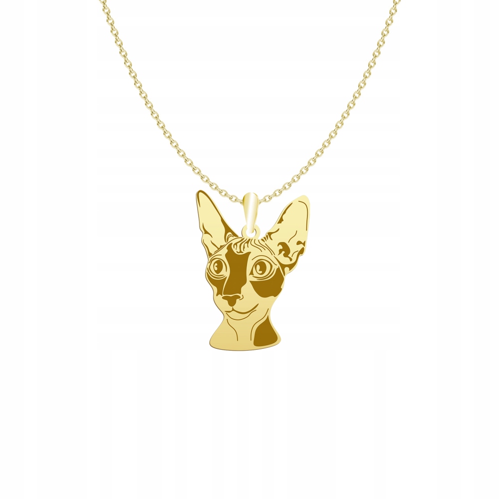Zlatý náhrdelník s kočkou Cornish Rex 925 Řetízek Dárek Žena Gravírování
