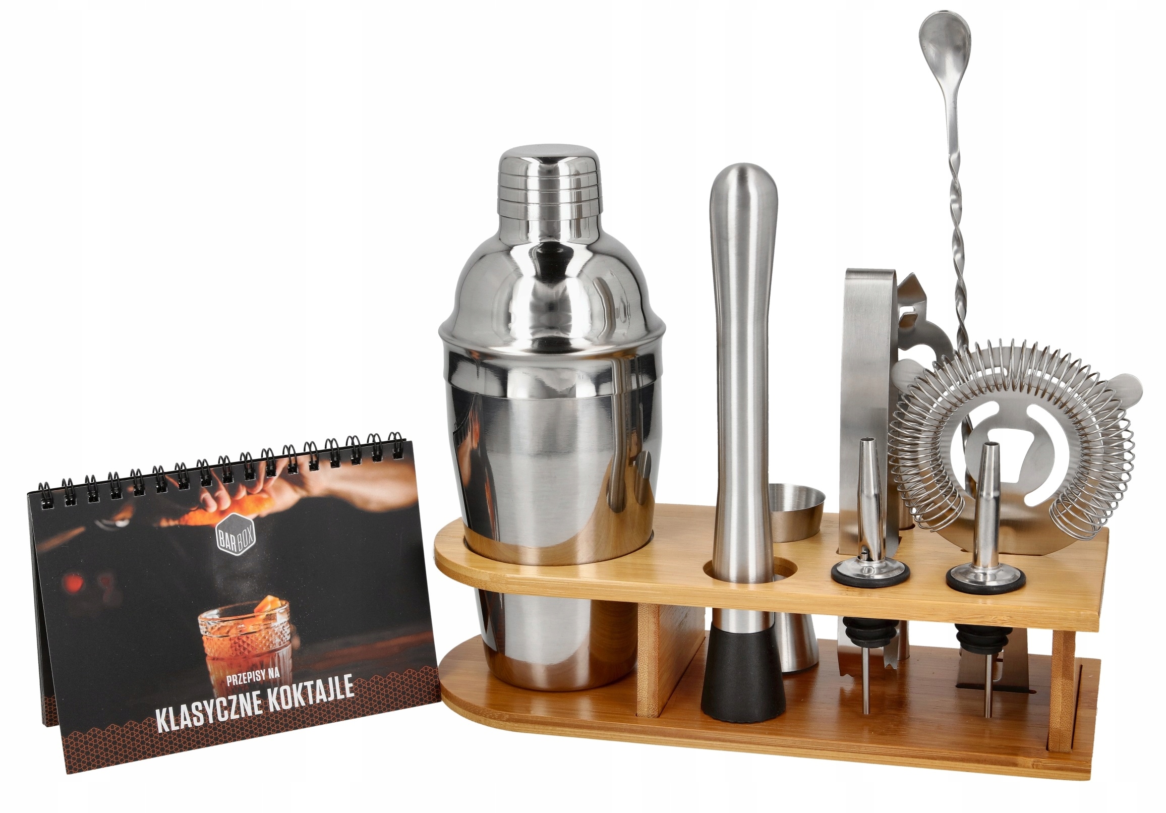 ZESTAW BARMAŃSKI DO DRINKÓW PODSTAWKA 11el KSIĄŻKA
