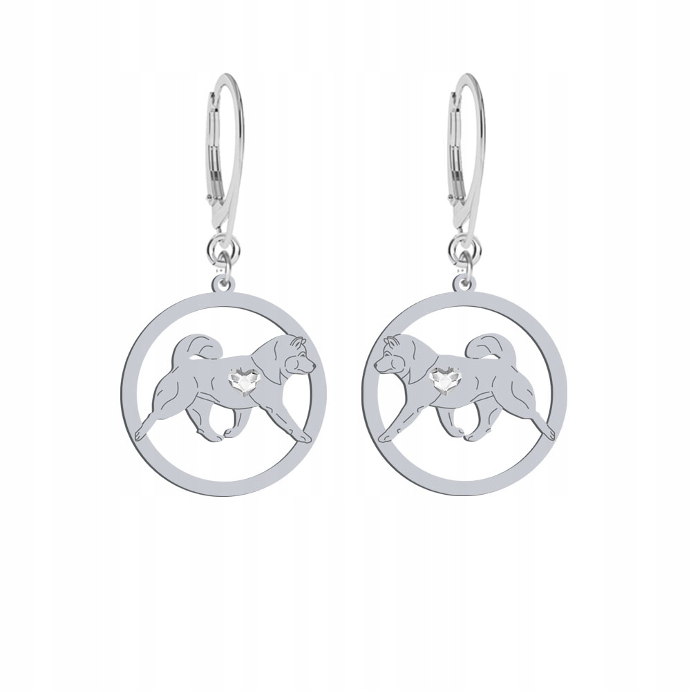Stříbrné Náušnice se psem Alaskan Malamute 925 bižuterie Žena Gravírování Bonus
