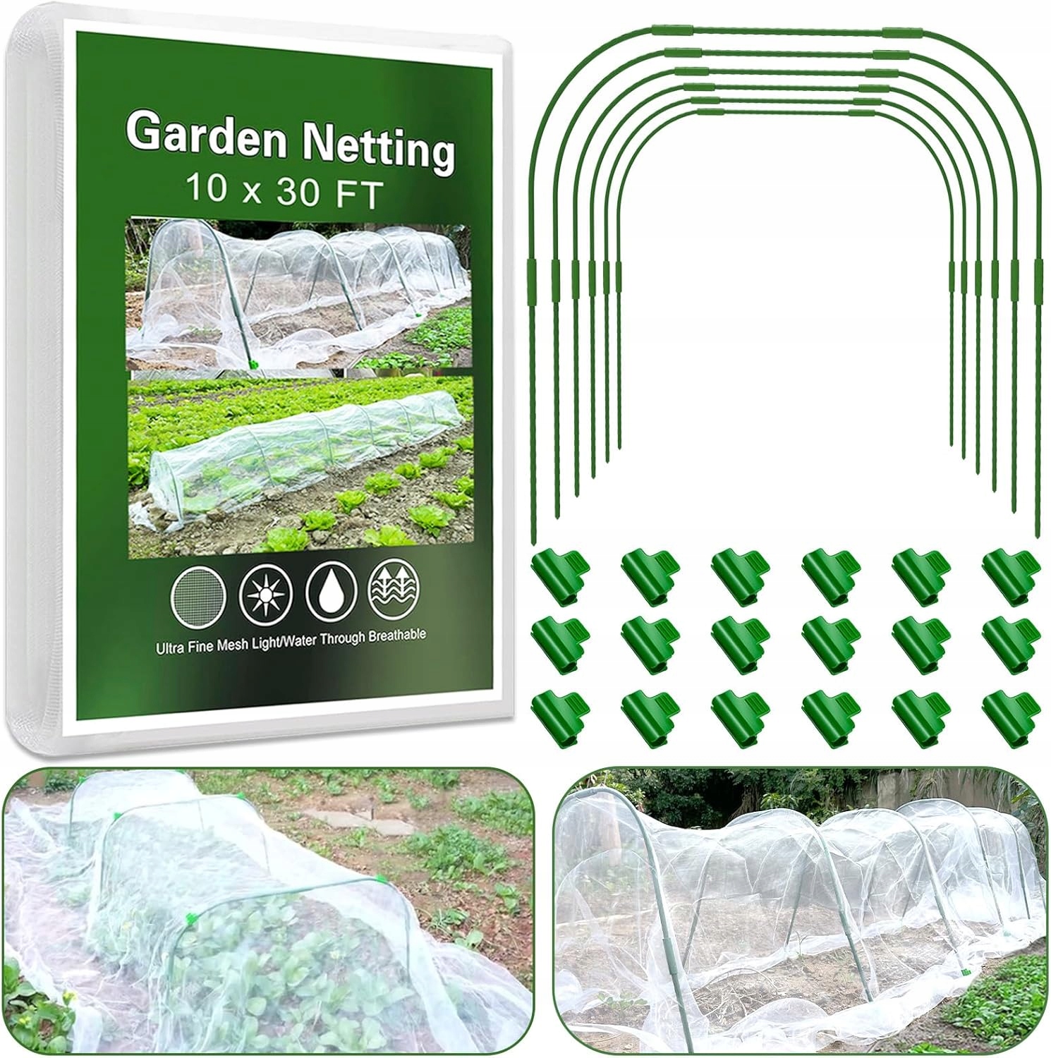 Siatka Tunel Na Owady Ptaki Ochronna Duża Mocna Przeciw Owadom 3x9m Stelaż