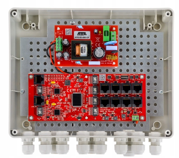 Zestaw do 8 kamer Ip switch PoE 8P+2G IP-8-20-L2 Atte
