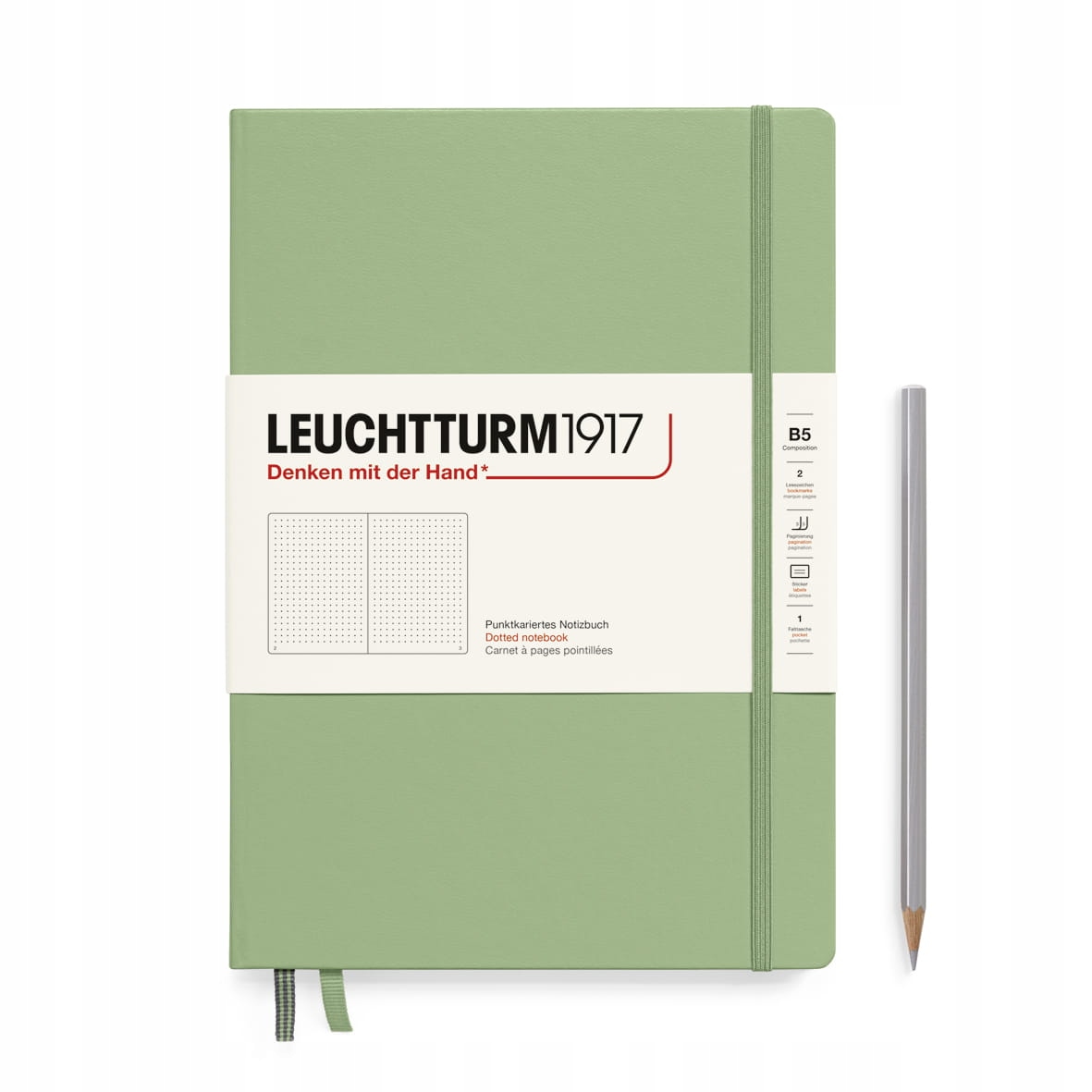 Notatnik Leuchtturm1917 Composition B5, Twarda Oprawa, Kropki, Sage
