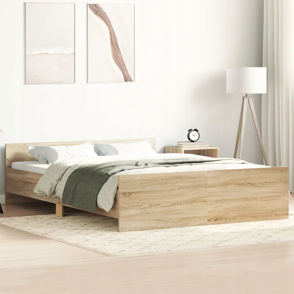 Rám postele s hlavovým a nožním čelem dub sonoma 120 x 200 cm Hnědá 3203742