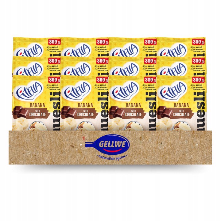 Levně Fitella Banánové müsli s kousky čokolády a chia semínky 300 g x 12 š