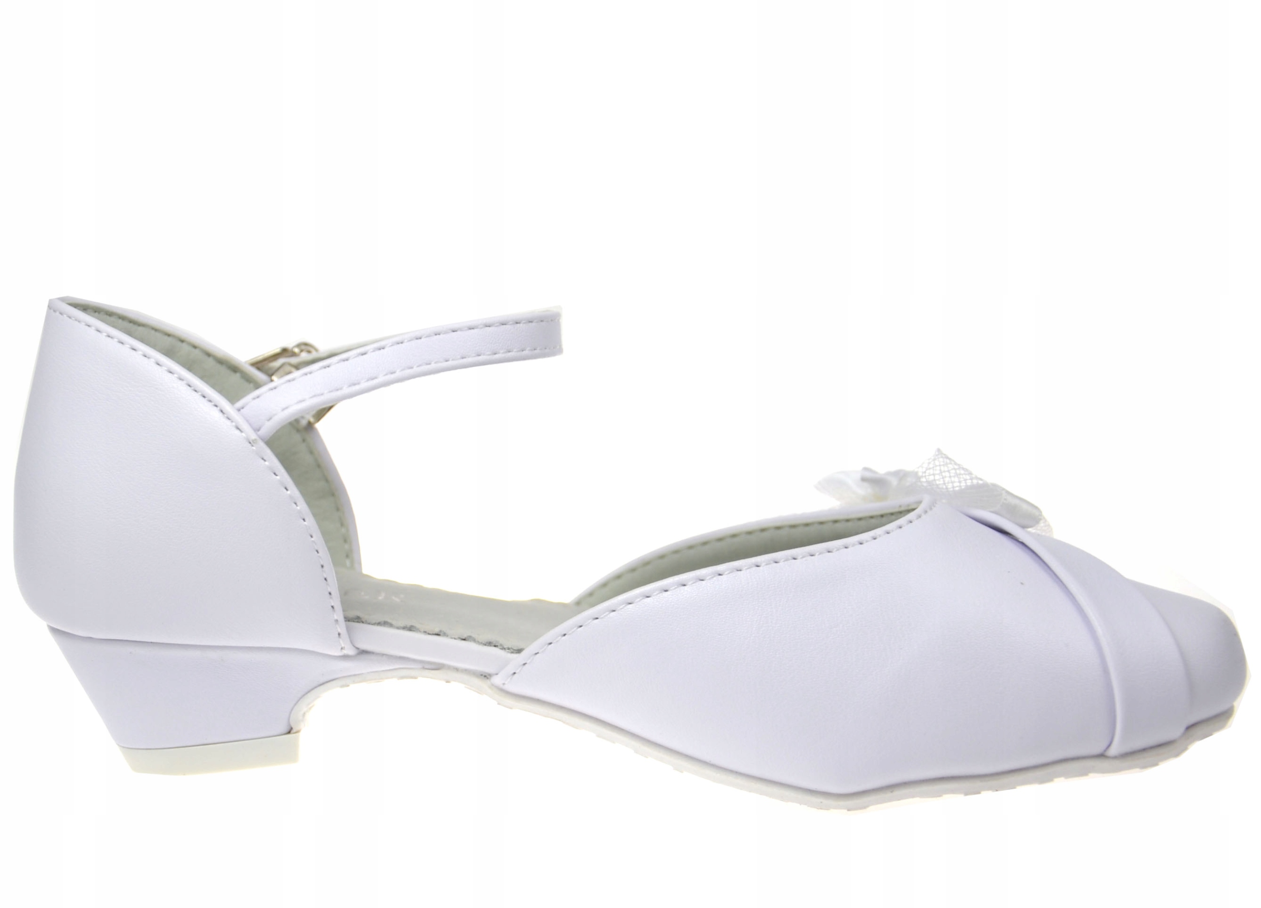 PANTOFELKI Komunijne Mały obcas Cyrkonie BIAŁE r32 Odcień perłowy