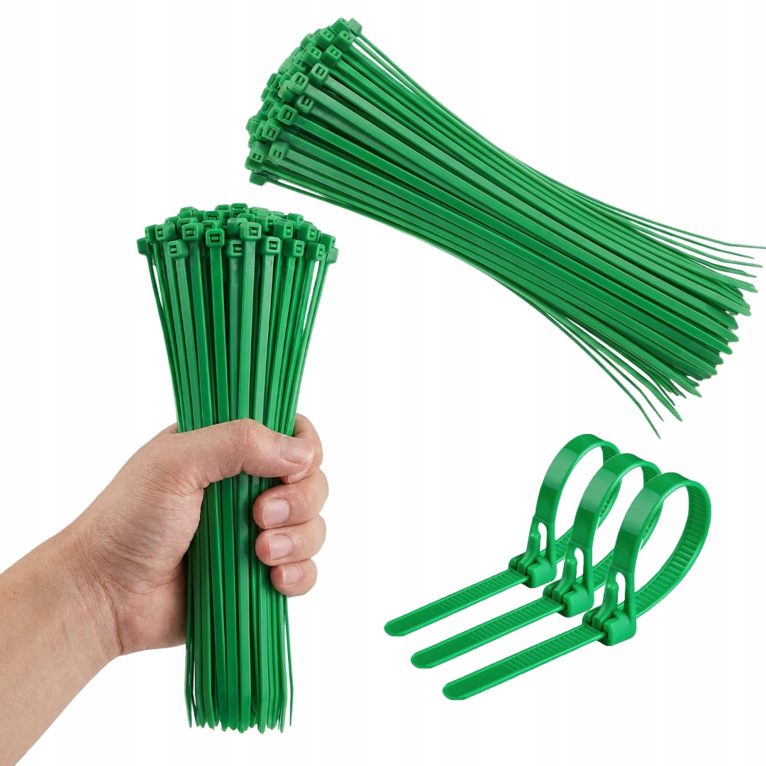 Opaski Zaciskowe Trytytki Kablowe Mocne Zielone Trytki 100szt 20x4.8cm