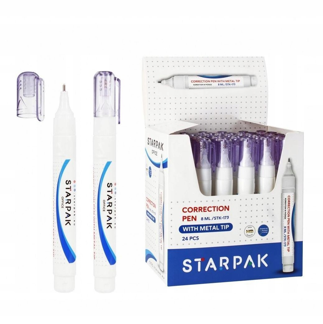 KOREKTOR W PIÓRZE Z METALOWĄ KOŃCÓWKĄ 8ML (24SZT)