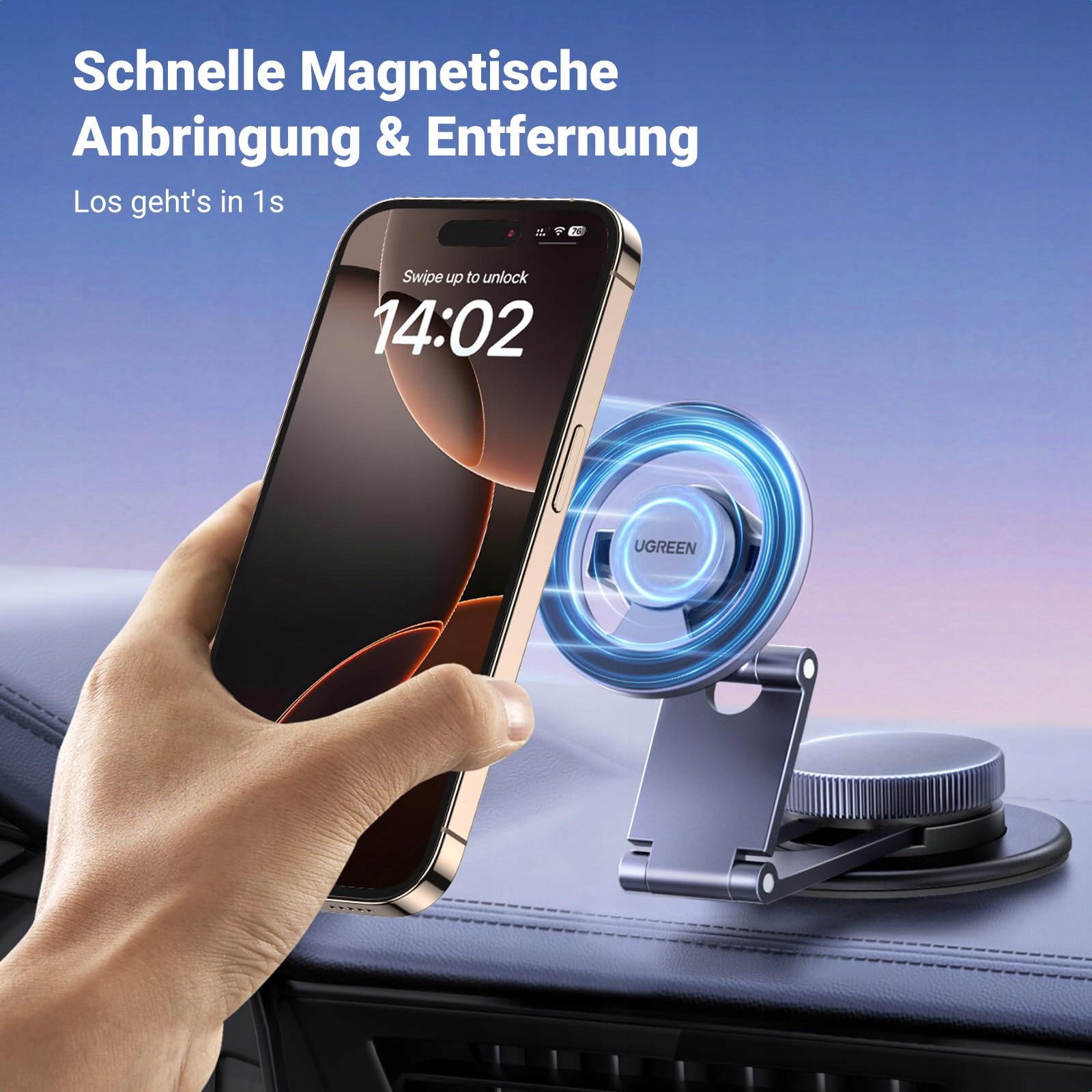 UGREEN MagSafe Car Mount 360° for iPhone 16-12 — miniatura 3