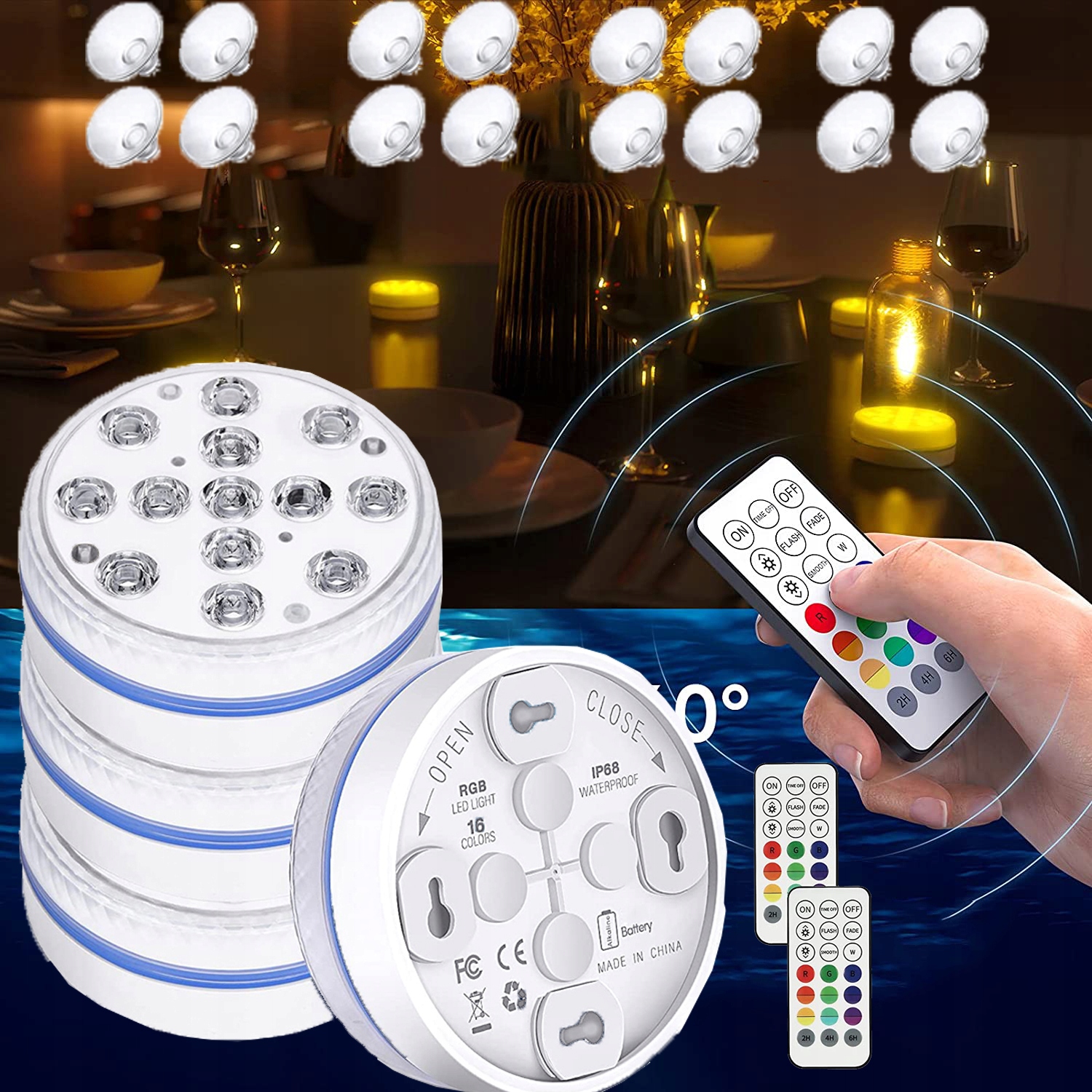 4 SZT PODWODNYCH ŚWIATEŁ BASENOWYCH Z 13 LED DO KĄPIELI SPA NA IMPREZĘ